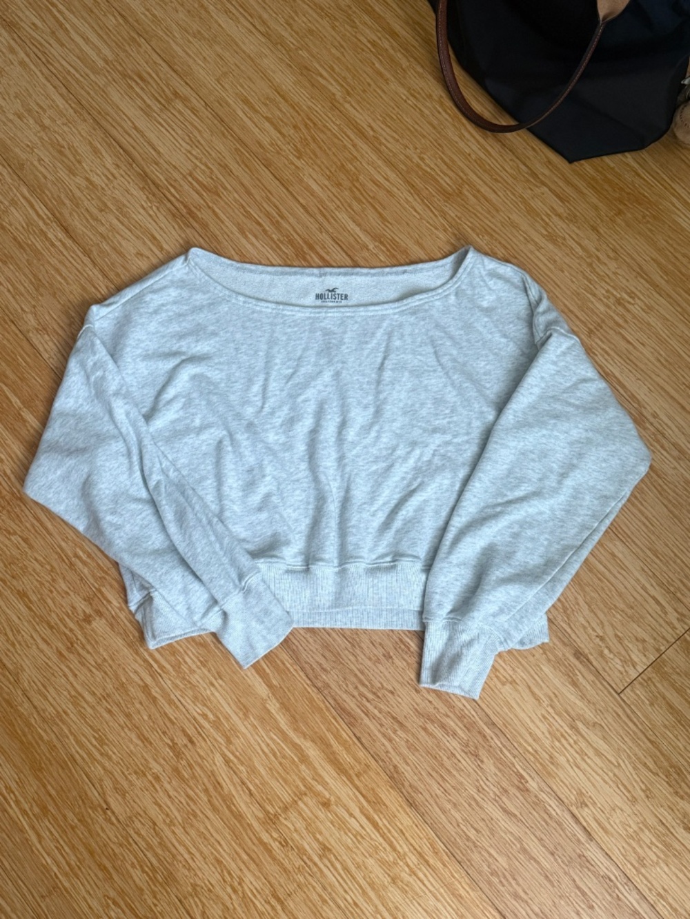 Hollister Feel Good Easy Off-the-Shoulder Sweatshirt (Light Heather Gray)